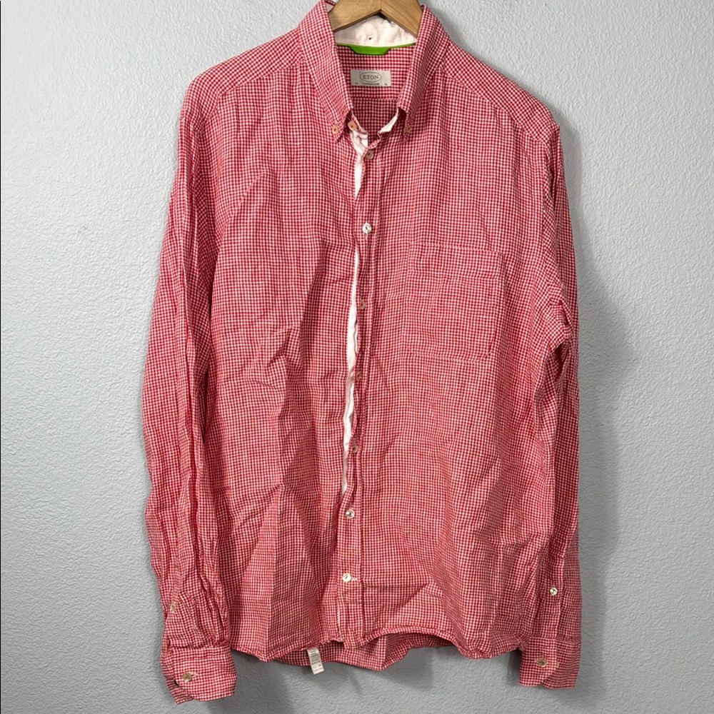 Eton of Sweden Men's Red Gingham Plaid Shirt